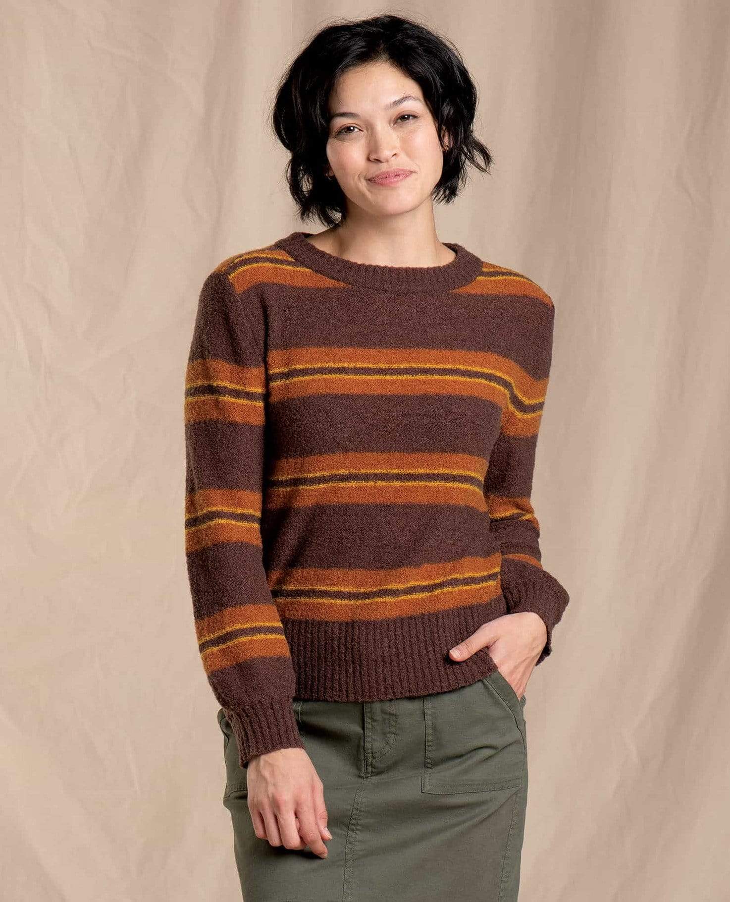  Mahogany Toad & Co, Women's Cotati Crew Sweater (Burnt Sienna Orange)
