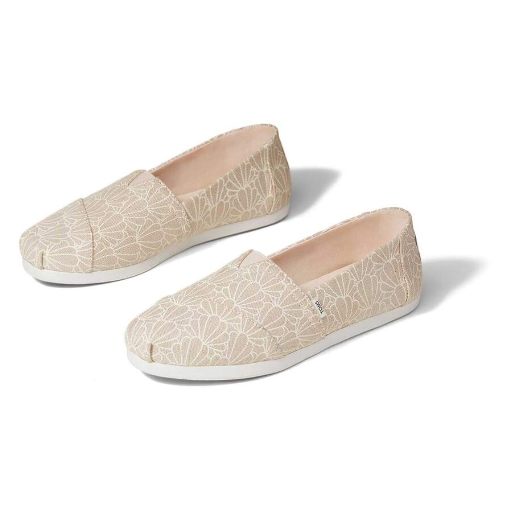 TOMs, Women's Seashell Print Alpargata Slip On (Peony)