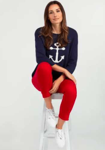  Navy Tribal, Women's Nautical Sweater (Navy Blue)