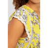 Tribal Women's Tops Large / Marigold Tribal, Women's Scalloped Sleeve Floral Blouse (Marigold Yellow)