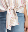 Tribal Women's Tops Tribal, Women's Tie-Front Striped Blouse (Lilac White)