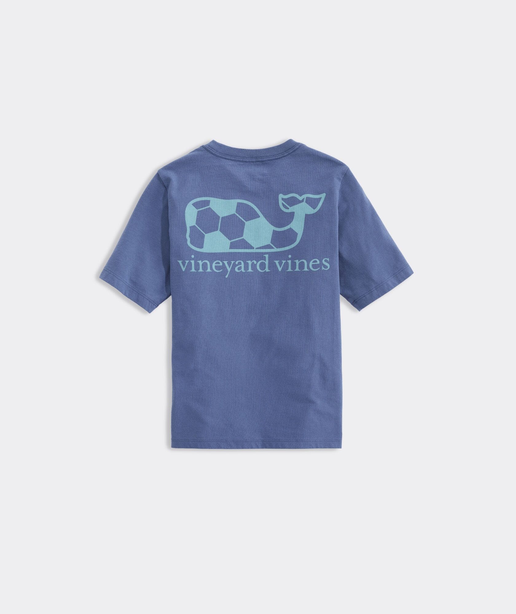  Blue Vineyard Vines, Boys' Soccer Ball Whale Short-Sleeve Pocket Tee (Blue)