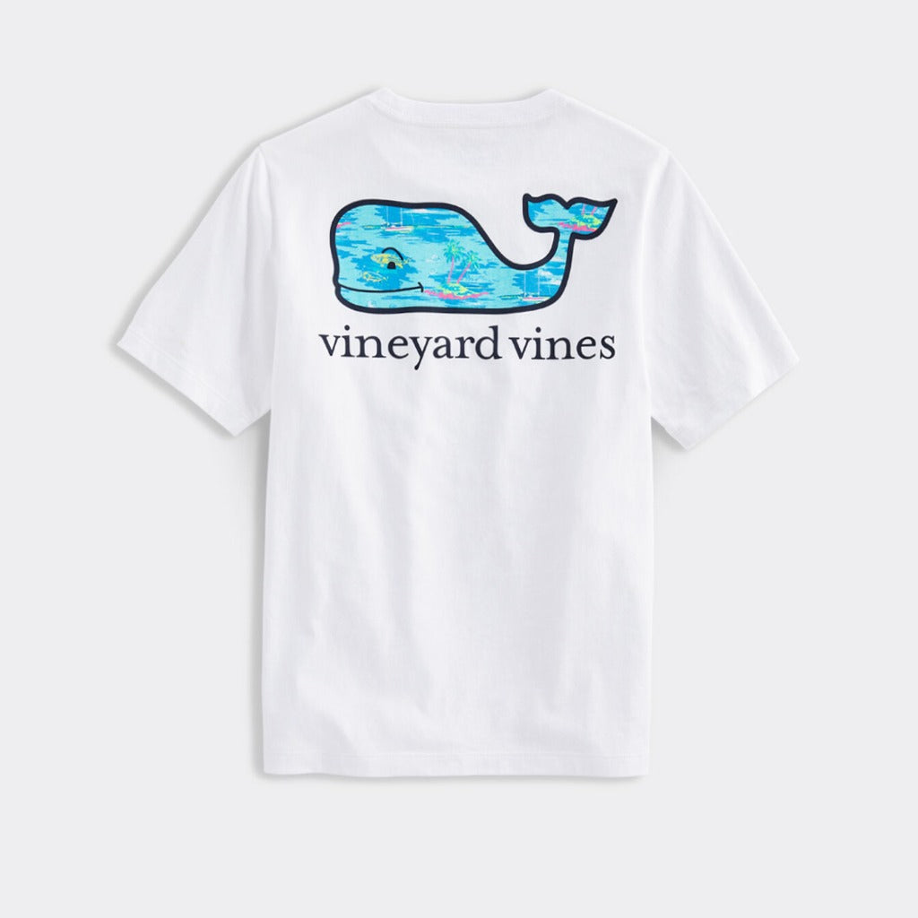 Vineyard Vines, Boys Short-Sleeve Ocean Scenic Whale Fill Pocket Tee (White)