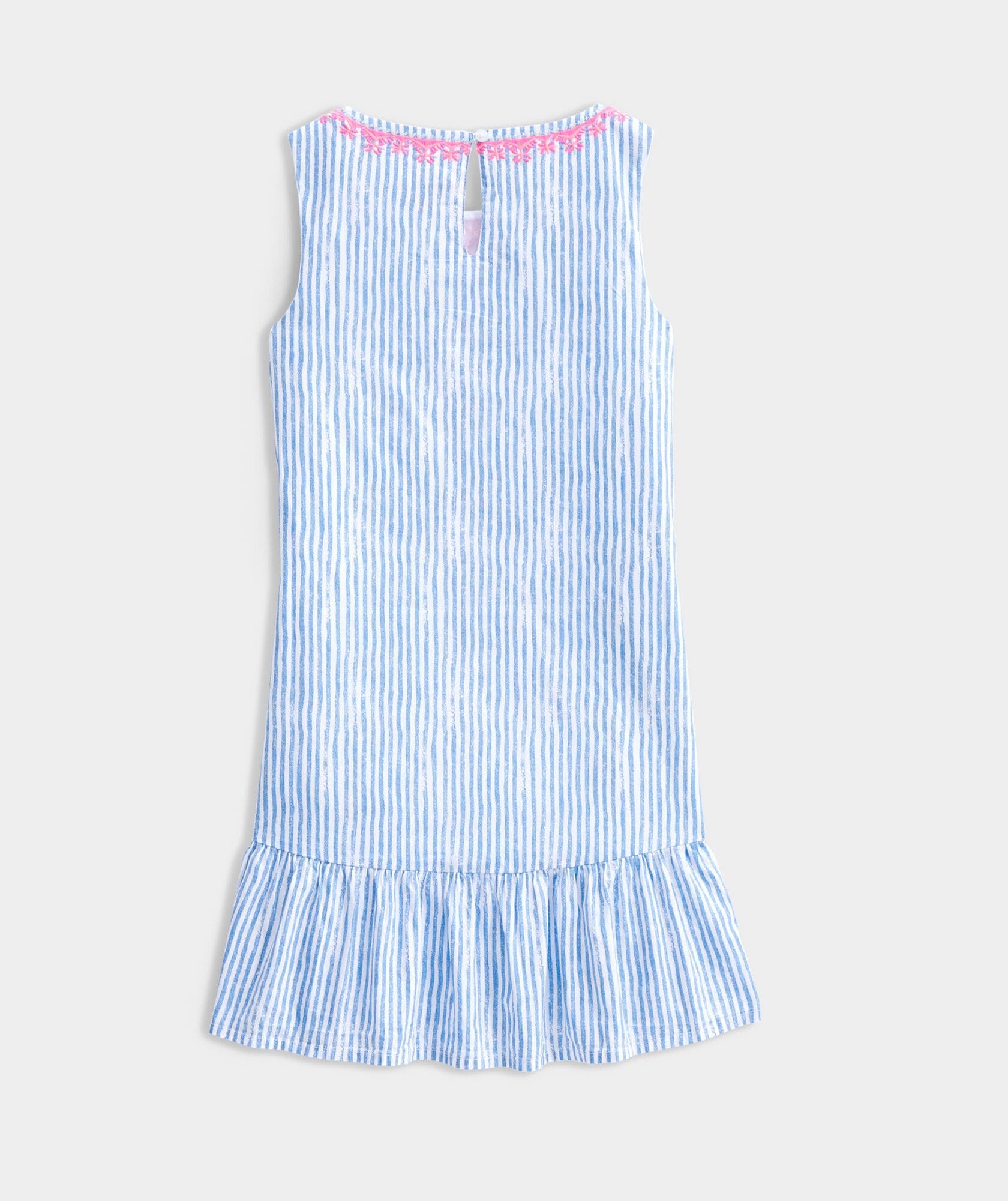  Blue and Pink Vineyard Vines, Girls' Sunbleached Stripe Embroidered Dress (Blue and Pink)