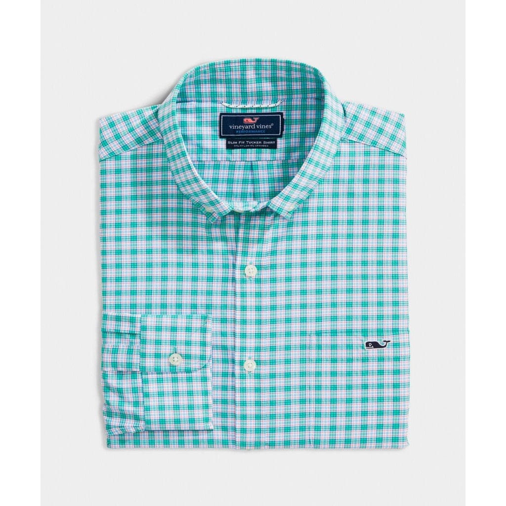 Vineyard Vines Men's Button-Down Shirts Small Vineyard Vines, Men's Easter Check Tucker Shirt (Mint)