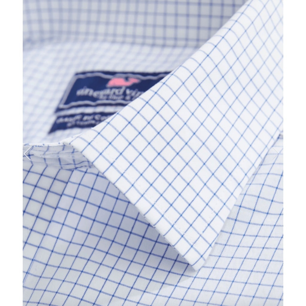  Spinnaker Vineyard Vines, Men's Calabash Check Classic Cooper Shirt (Blue and White)