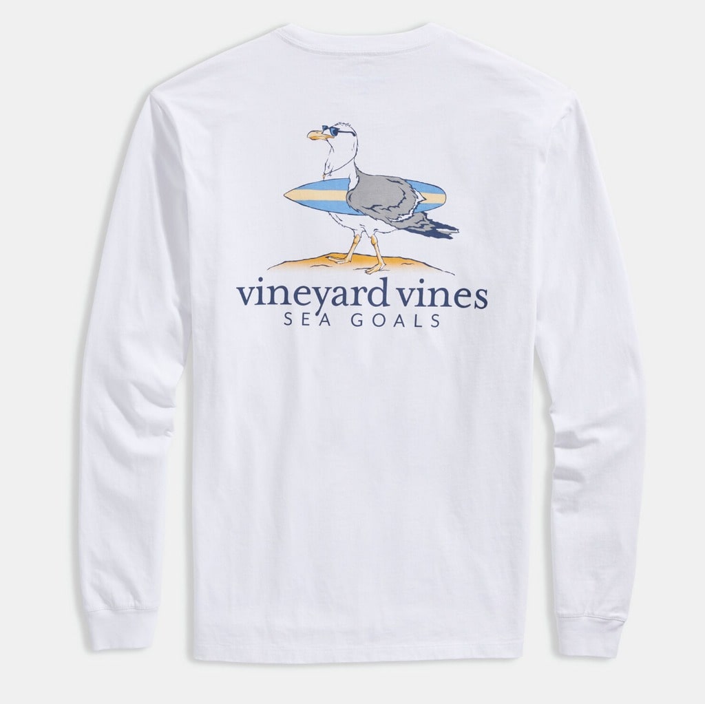 Vineyard Vines, Men's Sea Goals Long-Sleeve Pocket Tee (White)