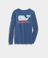Vineyard Vines, Women's Sunset Logo Long Sleeve Whale T Shirt (Indigo)